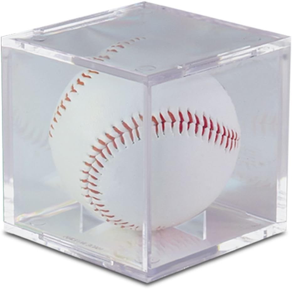 Baseball Display Case UV Protection Holder Clear Square Tabletop Mount Slide-in
