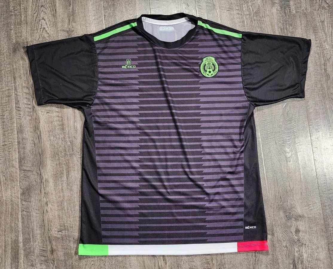 Mexico National Team FMF Soccer Jersey Men’s Black Green Graphic Shirt No Tag