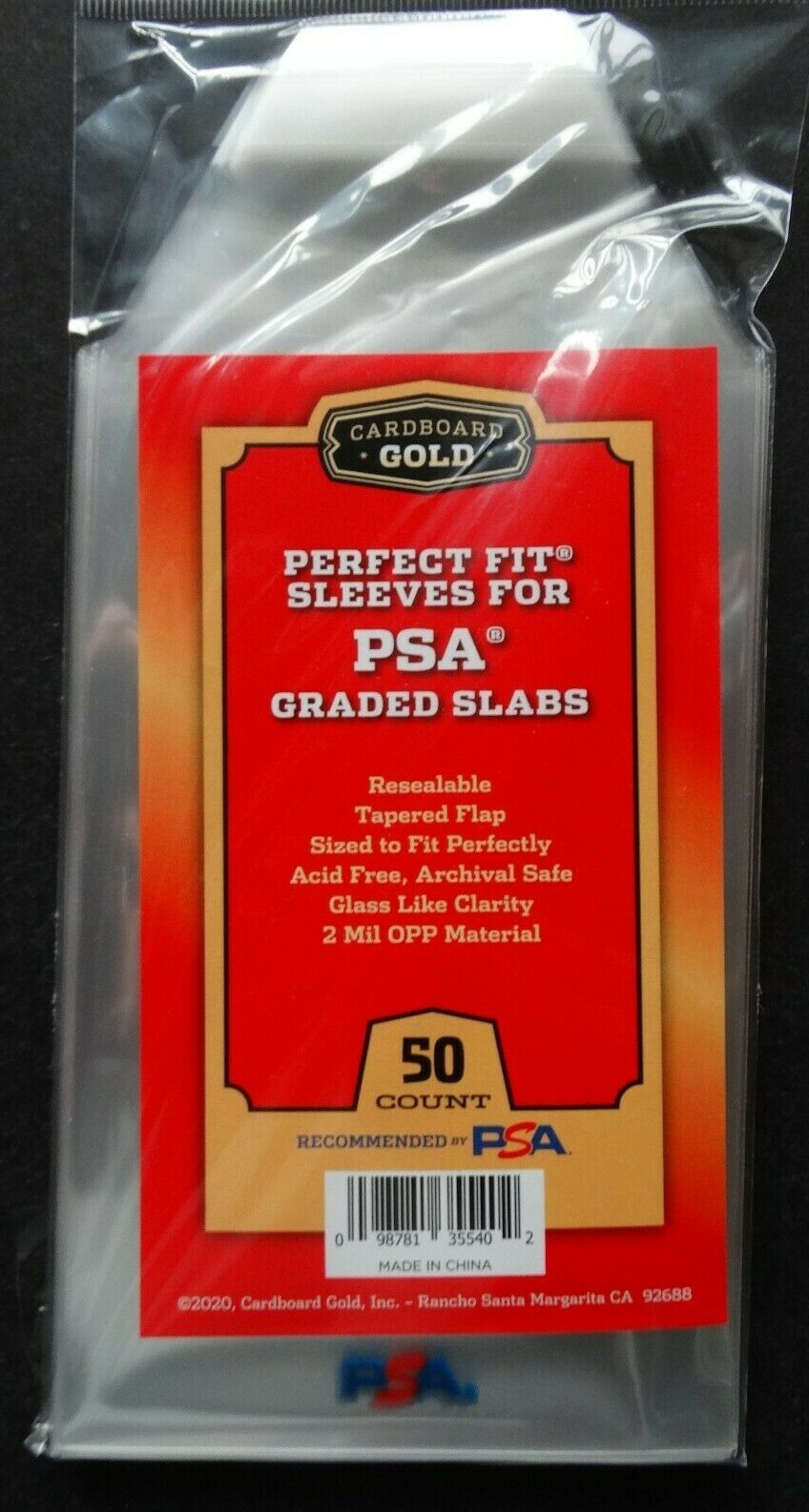 50 Cardboard Gold Perfect Fit Sleeves for PSA Graded Slabs