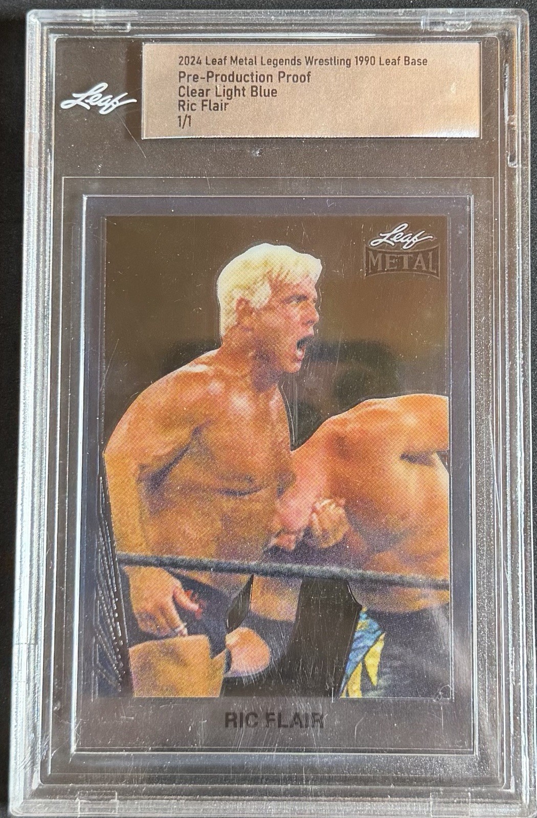 2024 Leaf Metal Wrestling Ric Flair Clear Light Blue Pre-Production Proof 1/1
