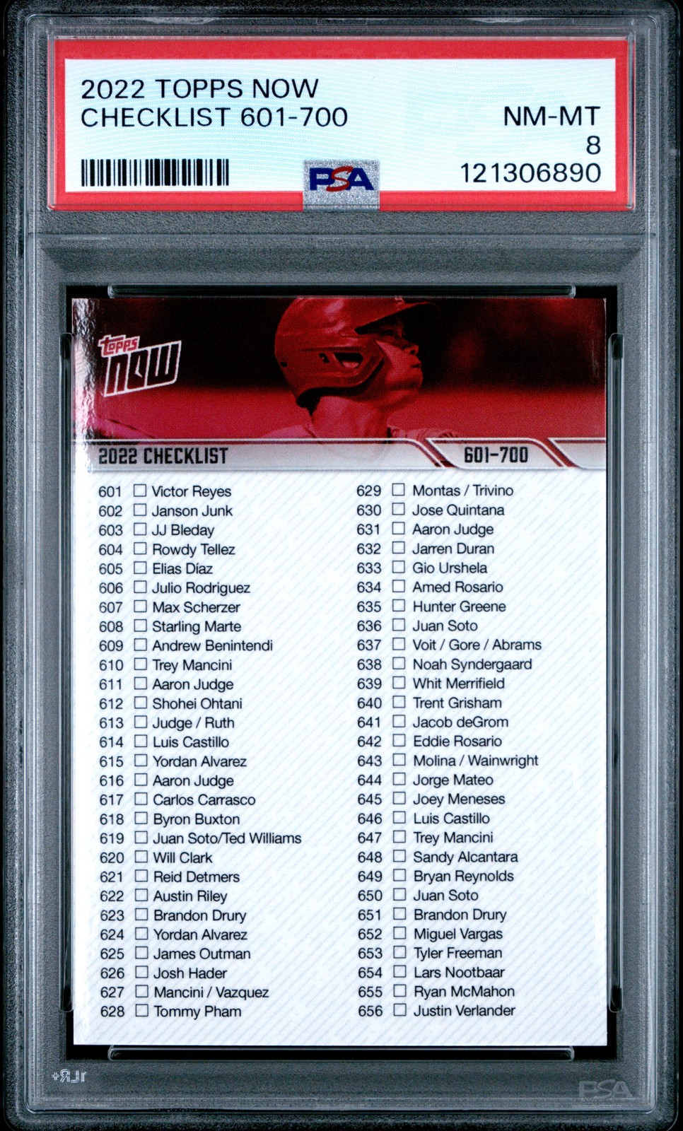 2022 TOPPS NOW CHECKLIST 601-700 PSA 8
