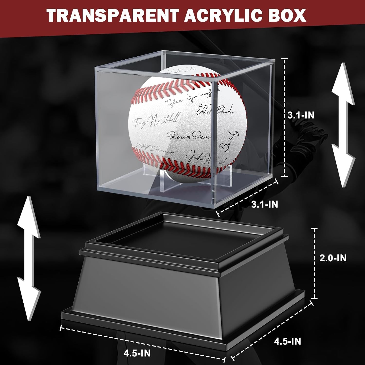 baseball display case, baseball holder display case, acrylic uv protected case
