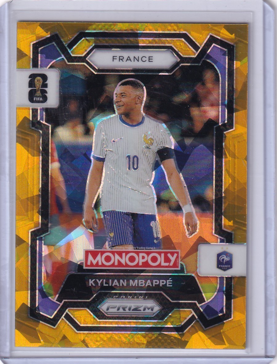 2026 Panini Prizm Monopoly Fifa World Cup Kylian Mbappe #7 Gold Cracked Ice