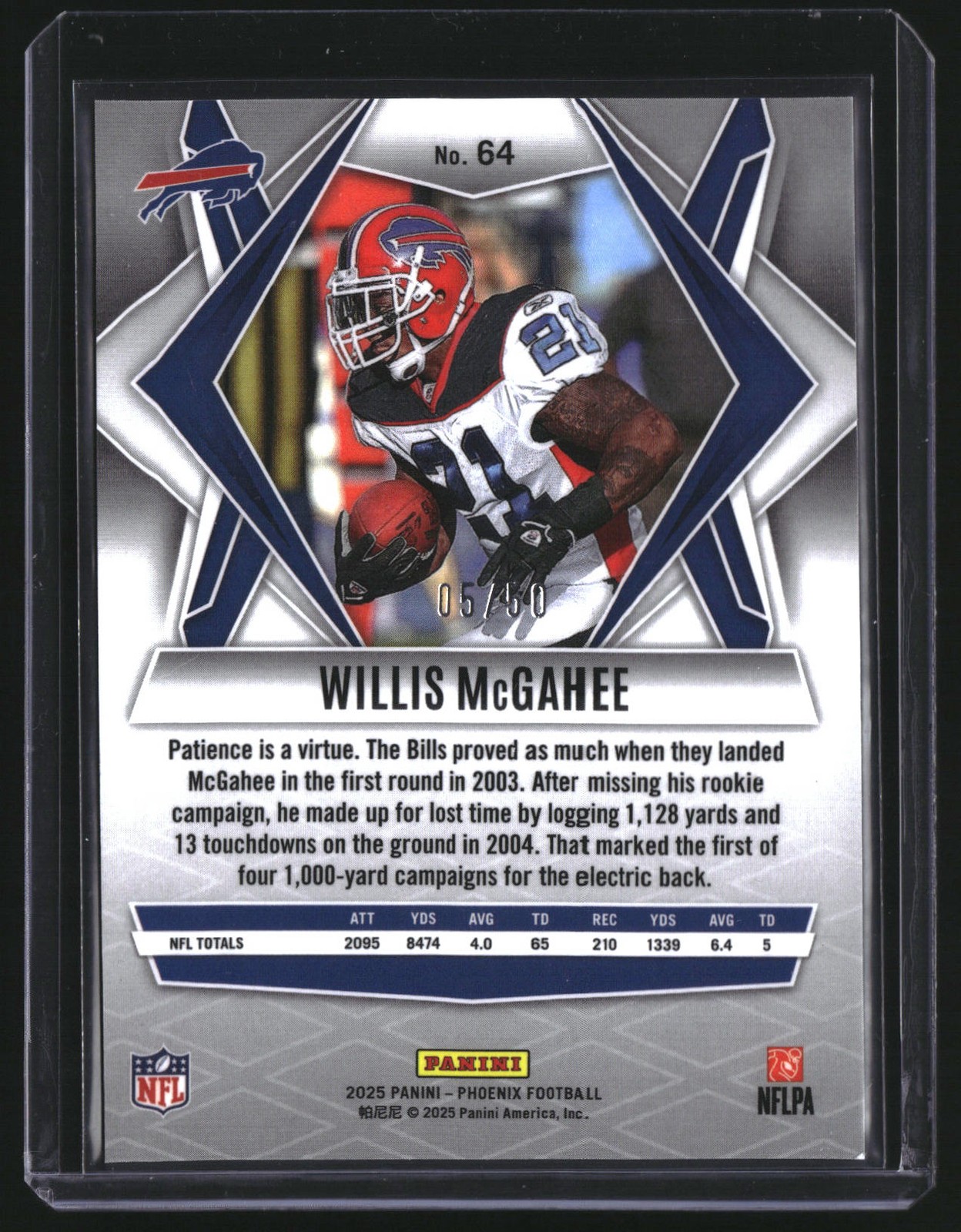 2025 Panini Phoenix #64 Willis McGahee Teal Mojo Prizm 5/50
