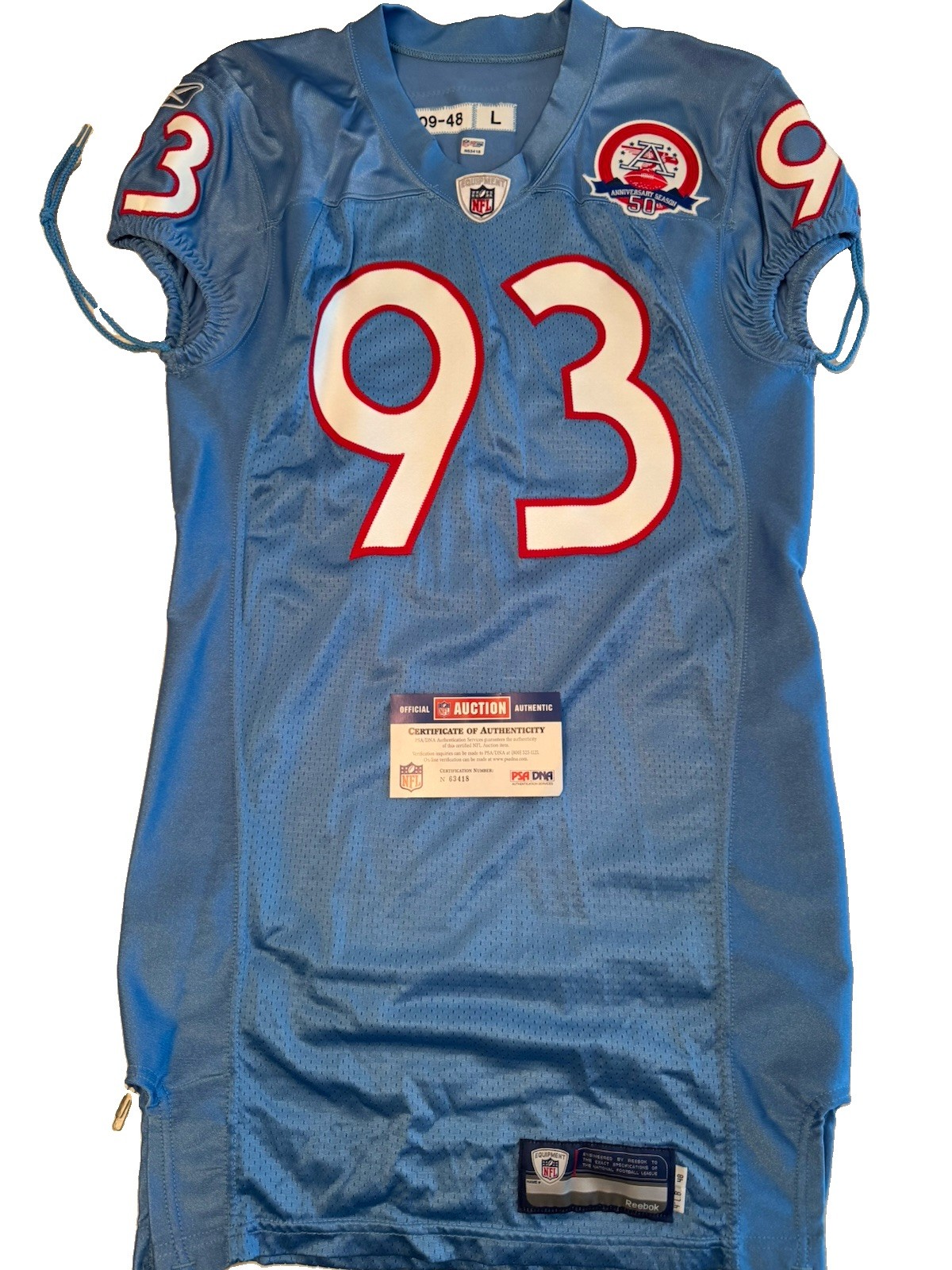 2009 Team Issue Tennessee Titans Autographed Jersey Kyle Vandenbosch Home Jersey