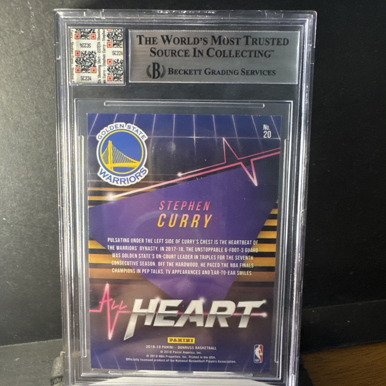 Stephen Curry 23-24 3-pt Challenge Patch 18-19 Panini Optic All Heart Card BGS 9