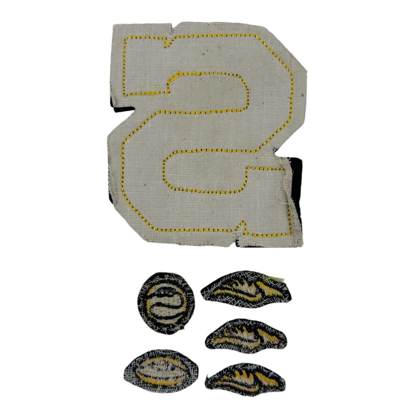 Vintage Varsity Letter S Patch High School Yellow Outlined In Black 4″ X 3.5″