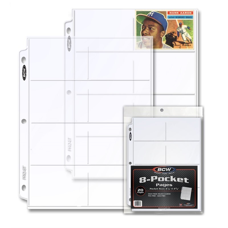 Sport Cards Album Pages BCW 20 Poly Pages 8 Pockets For 3 Rings Binders Quality
