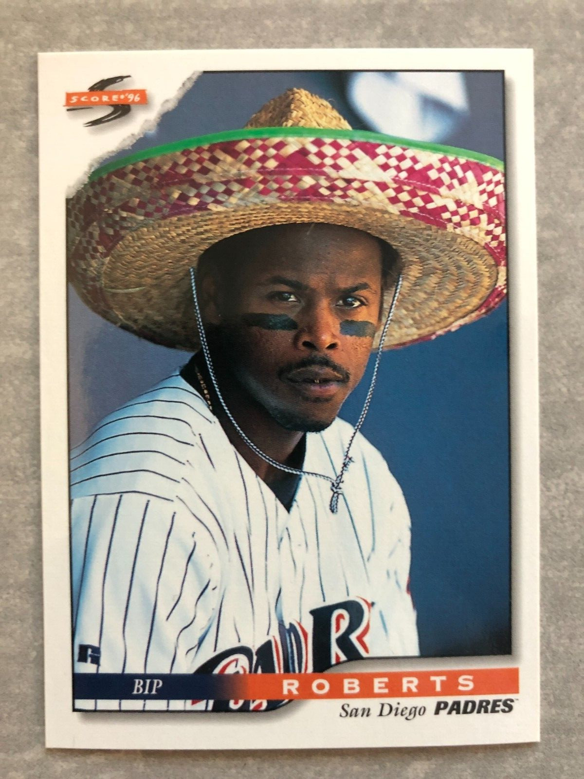 1996 Score BIP ROBERTS Padres “Sombrero Party Hat” Funny Real Trading Card #38