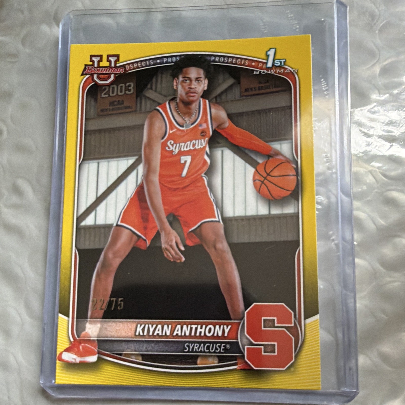Topps Bowman U 2024 Kiyan Anthony Syracuse Orange 1st Prospects BPP-4 Yellow /75