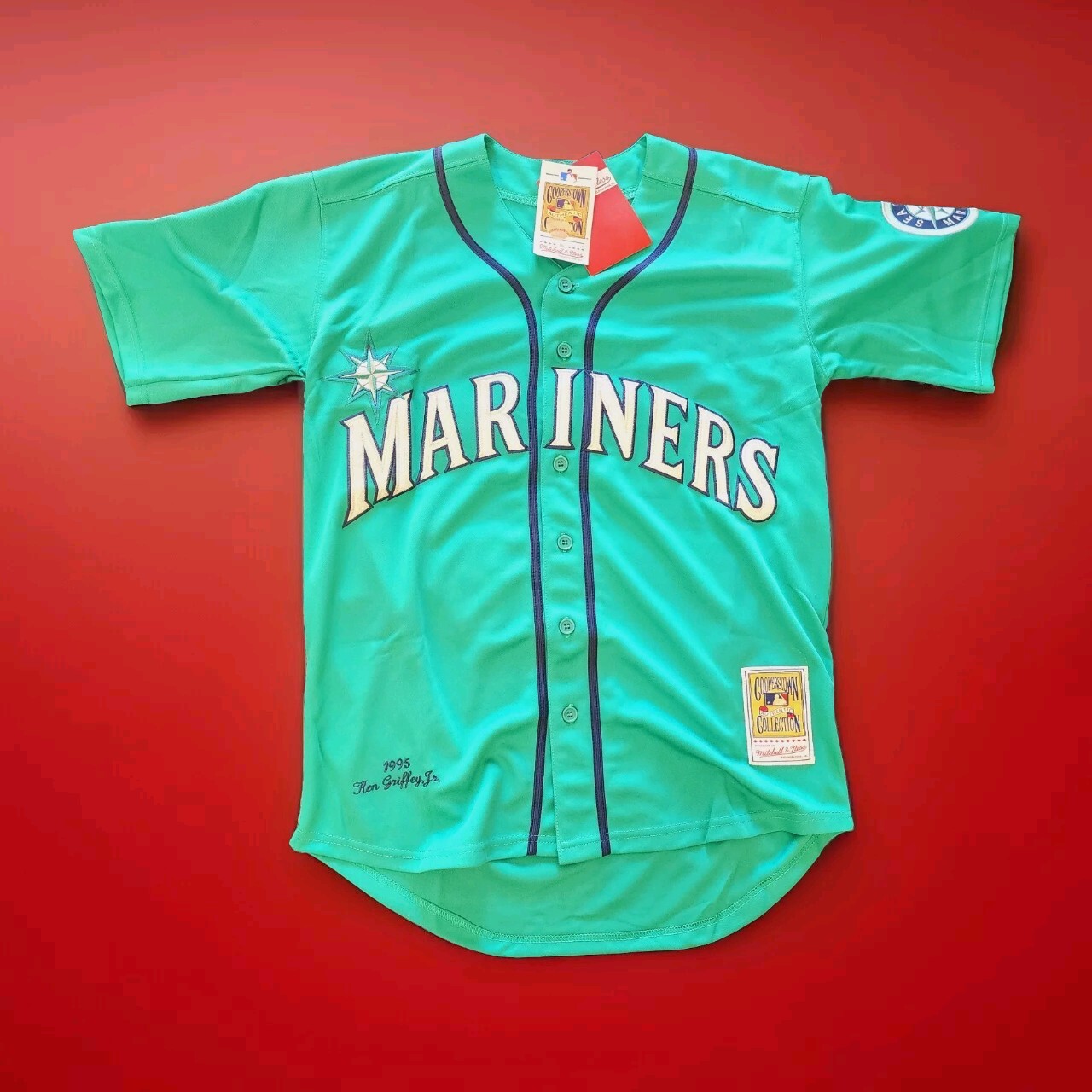 Ken Griffey Jr Seattle Mariners Throwback Jersey Stitched MENS Size LARGE