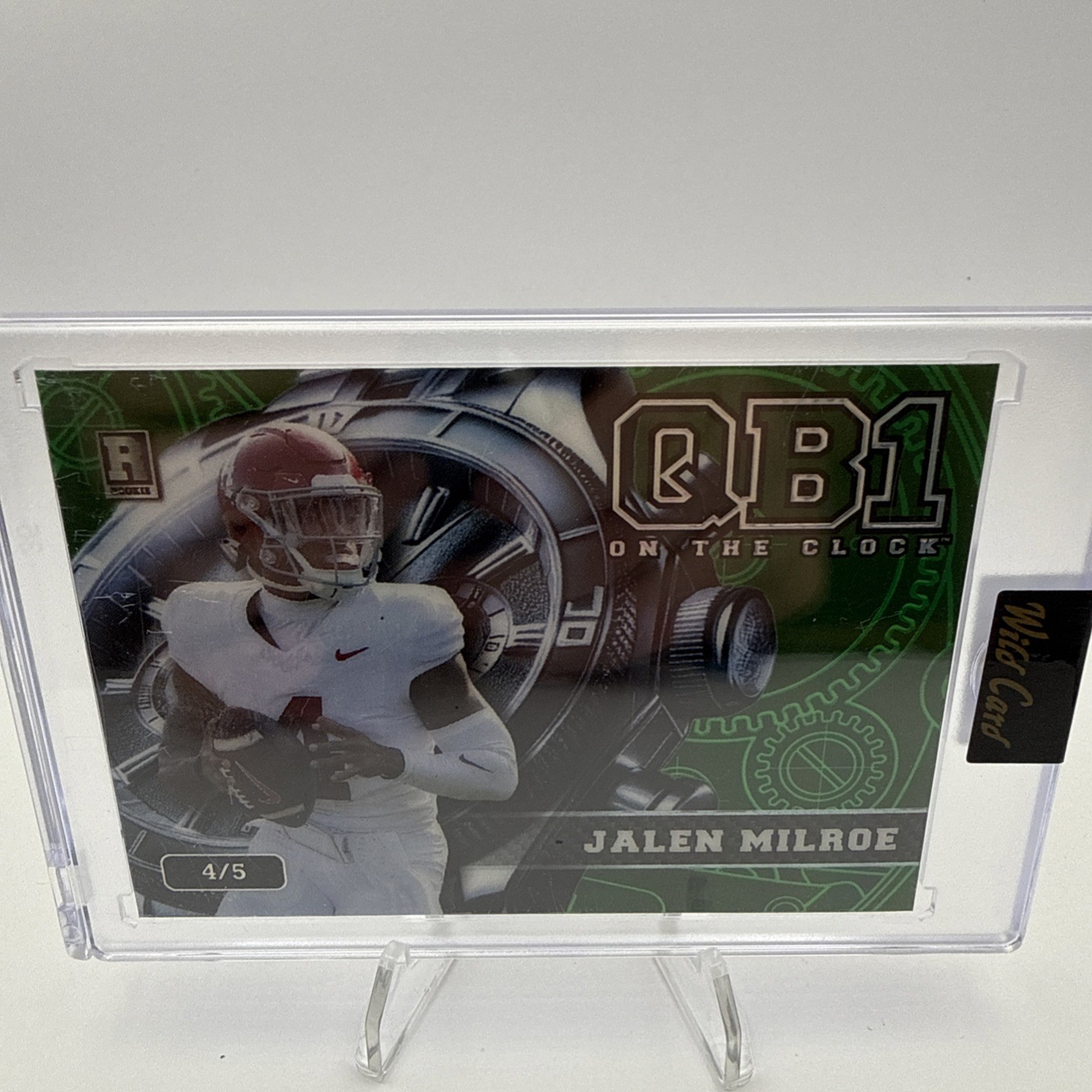 2024 Wild Card Jalen Milroe QB1 On The Clock Green Rookie RC /5