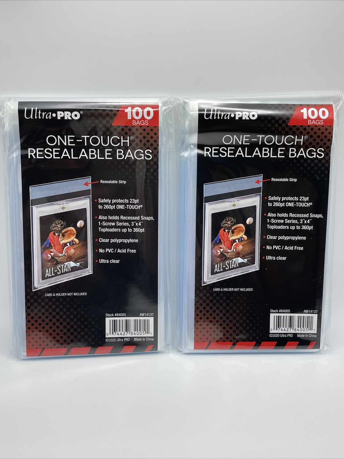 Ultra Pro One-Touch Resealable Bags 2 Packs of 100, 200 Total Bags