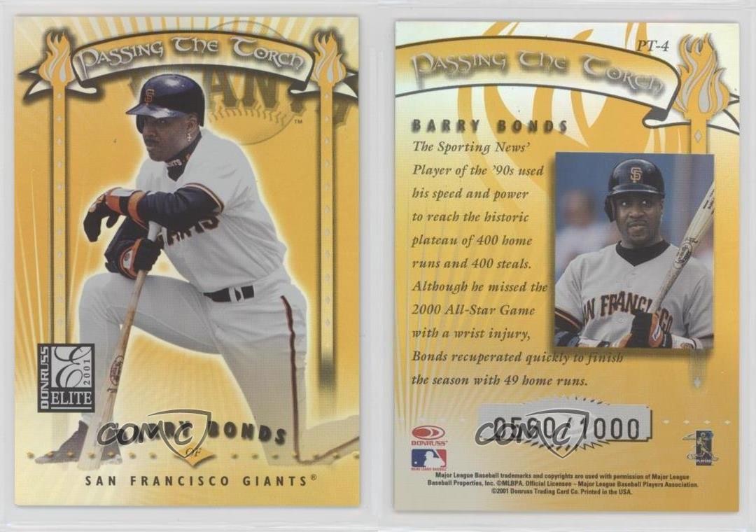 2001 Donruss Elite Passing the Torch 560/1000 Barry Bonds #PT-4 16fd