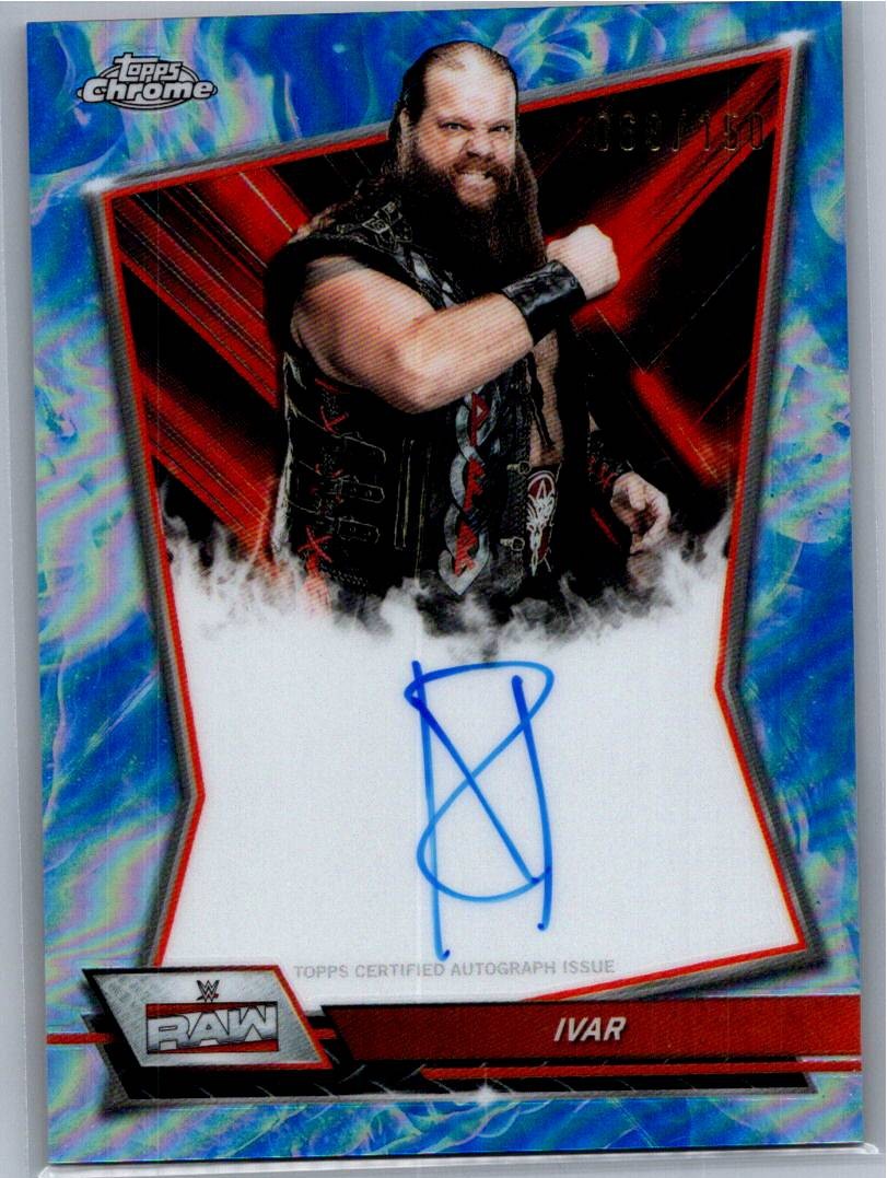 2026 Topps Chrome WWE #RBA-IVA Ivar Red Brand Autographs Blue Refractor #/150