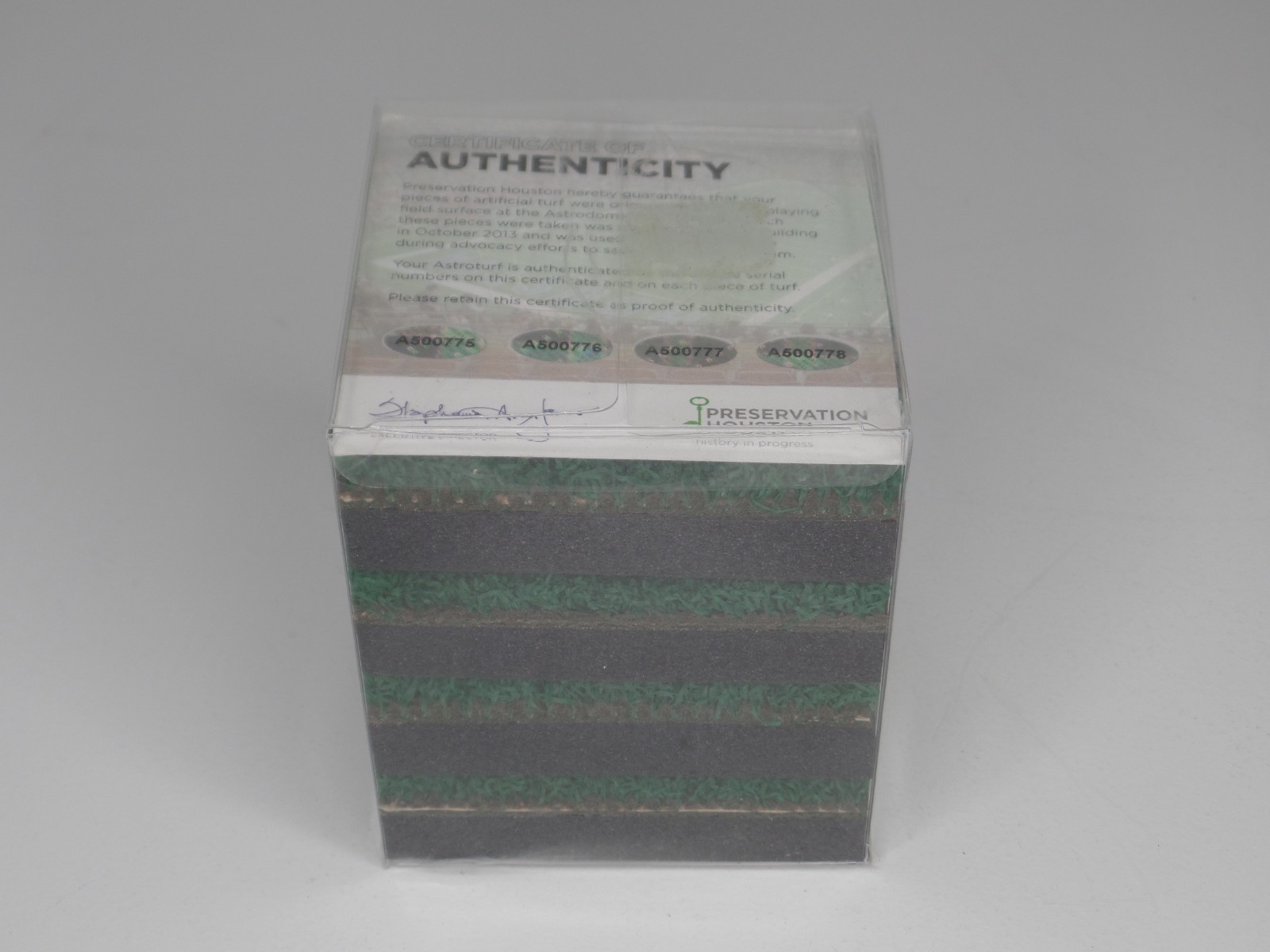 Preservation Houston Astrodome Astroturf 4″ x 4″ Sections Set of 4 Certificate