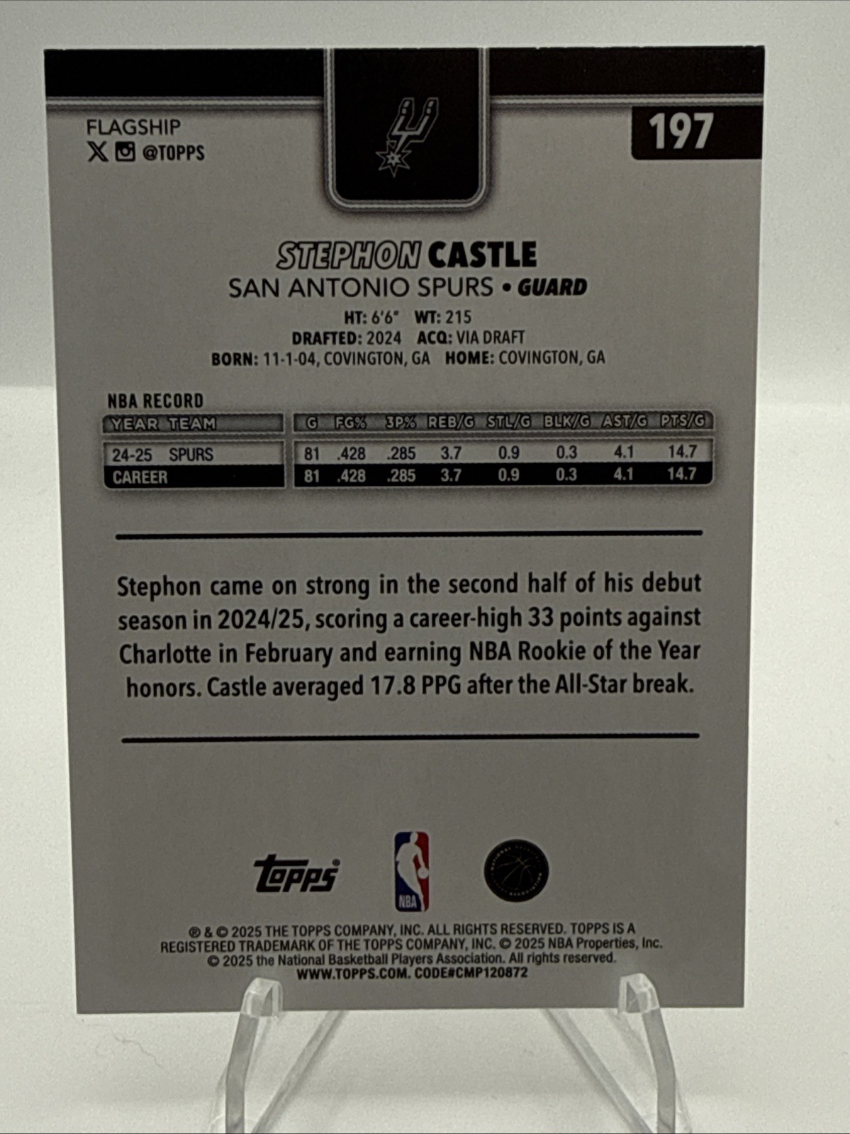 2025-26 Topps – Stephon Castle #197