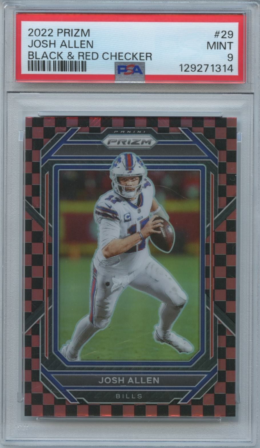 Josh Allen 2022 Prizm Black & Red Checker SSP SHORTPRINT Buffalo Bills PSA 9