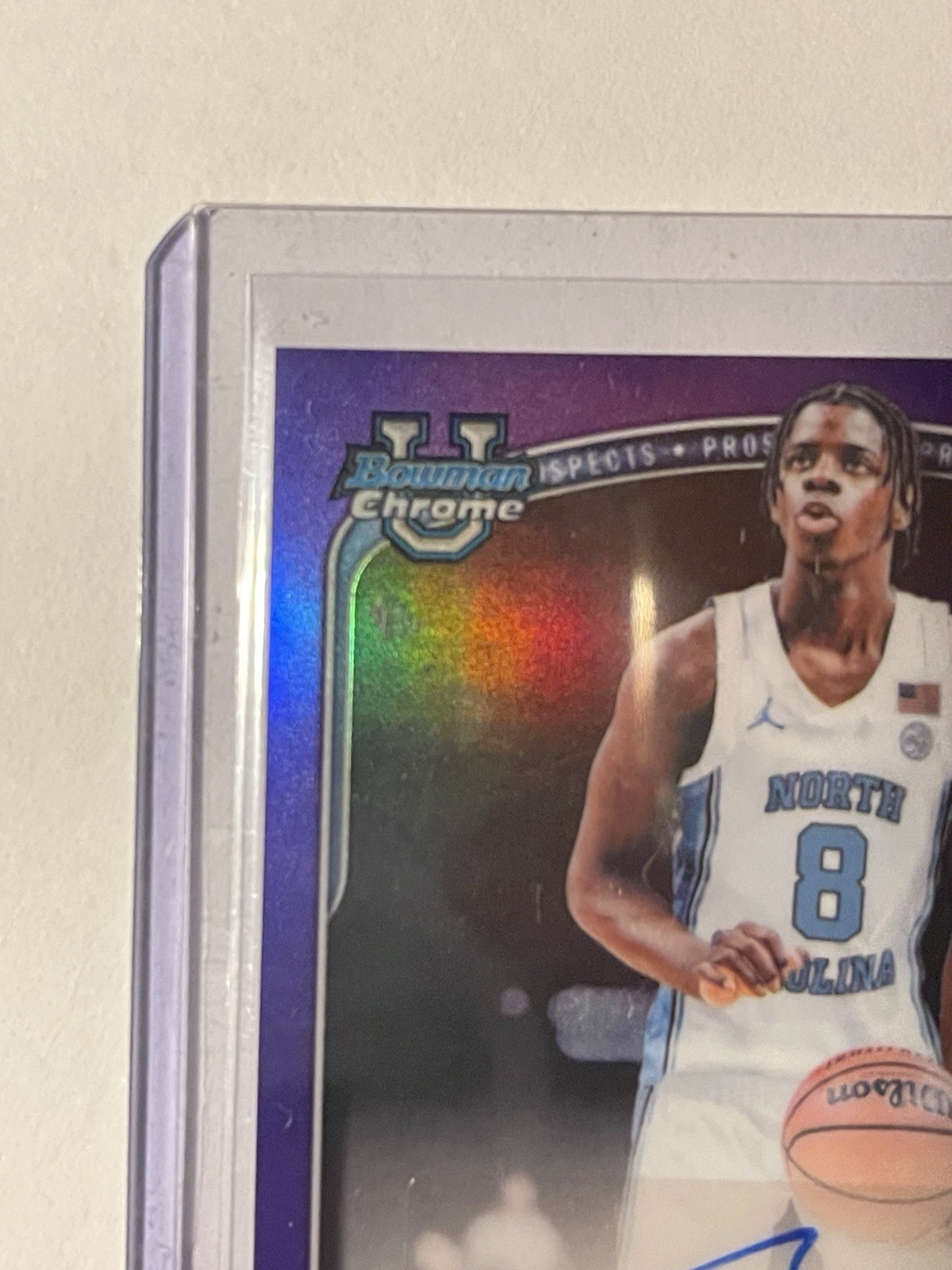 2025-26 Topps Bowman Chrome Caleb Wilson Purple Refractor Auto /250 UNC TarHeels