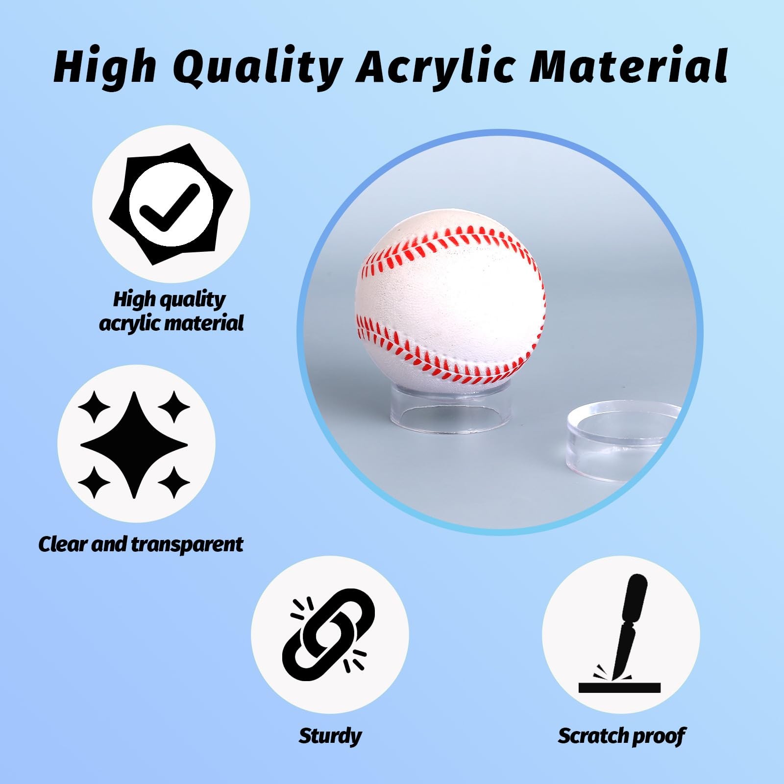Baseball Stand, Clear Ring Ball Sphere Stands, Softball Holder Acrylic Plastic