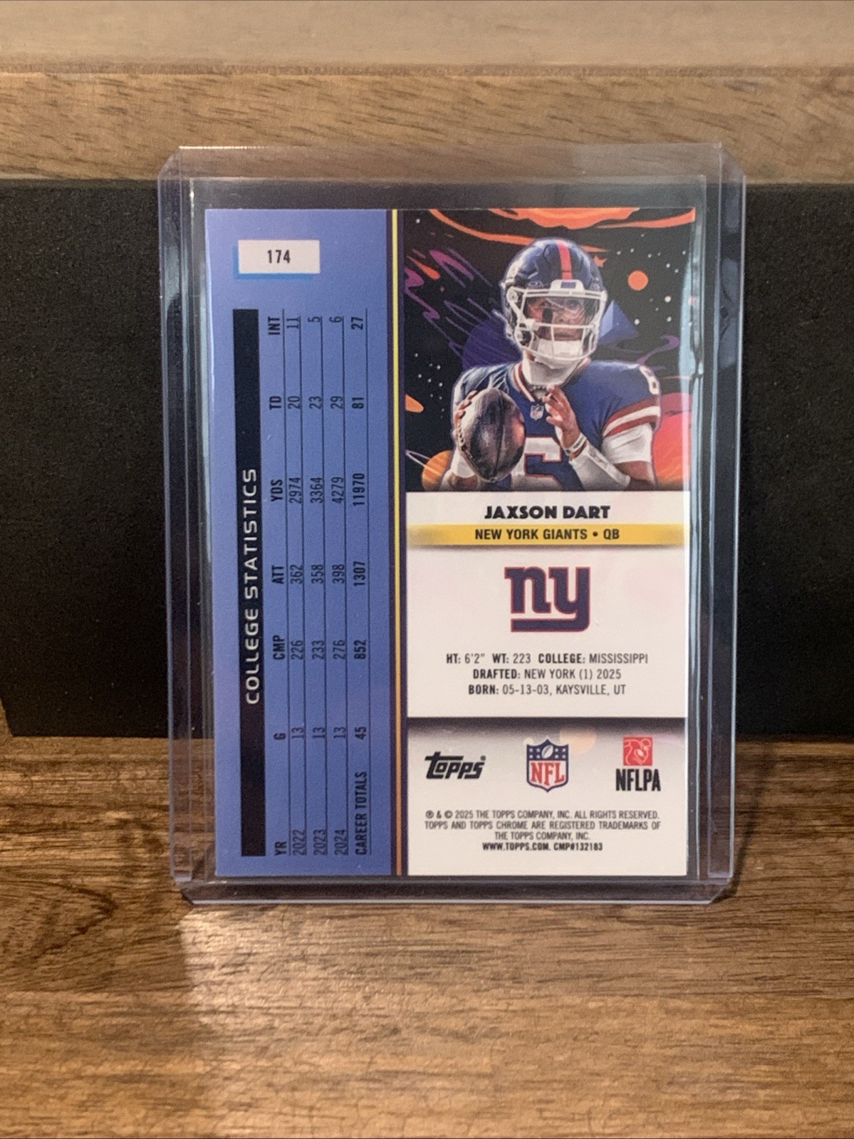 🏈 2025 Topps Cosmic Chrome Jaxson Dart RC #174 New York Giants Rookie