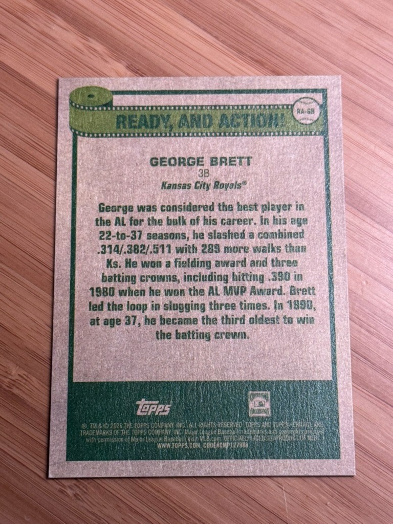 George Brett 2026 Topps Heritage – Ready and Action Kansas City Royals #RA-GB