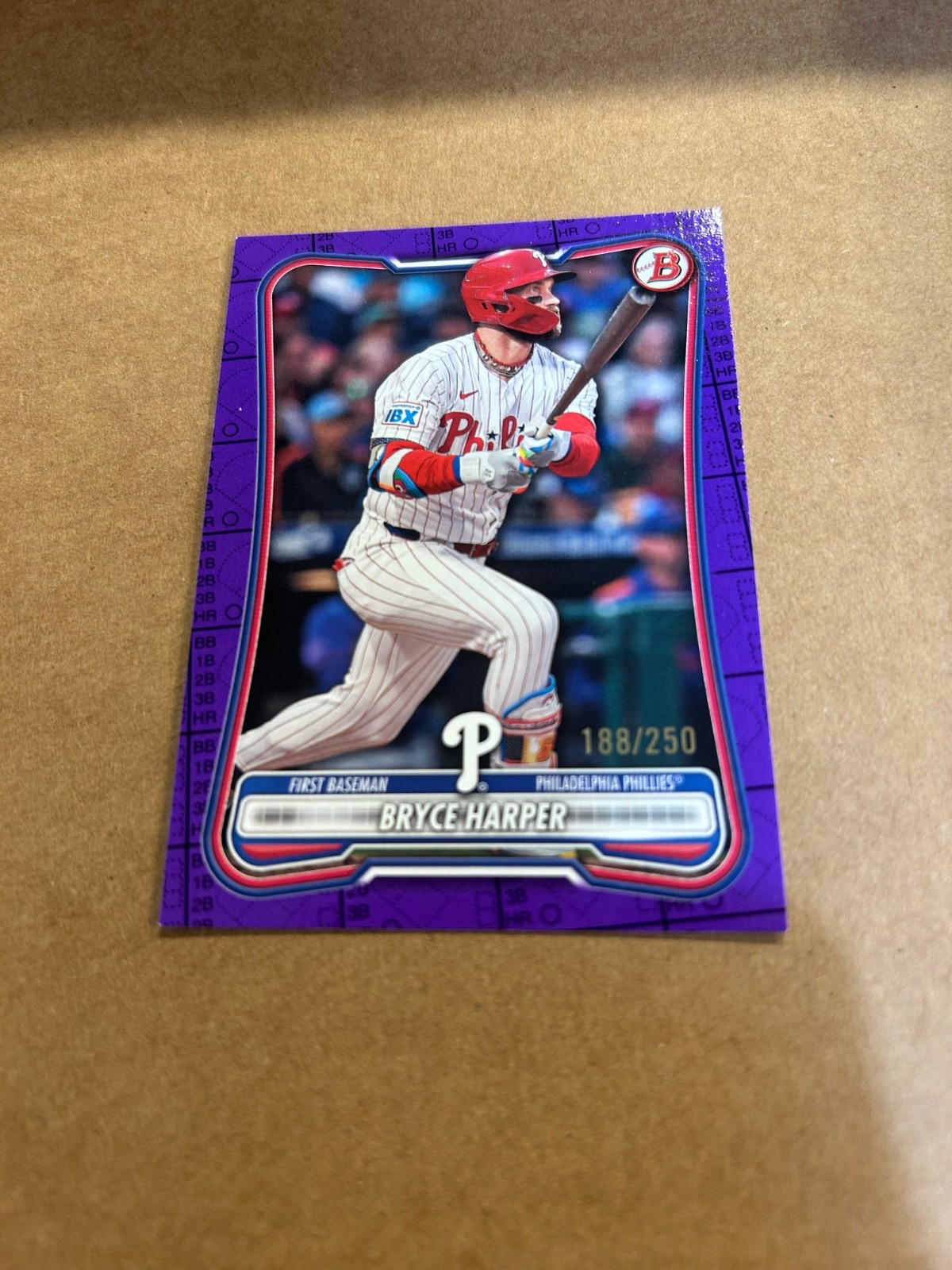 2026 Bowman Bryce Harper #7 Purple Paper 188/250 – Phillies