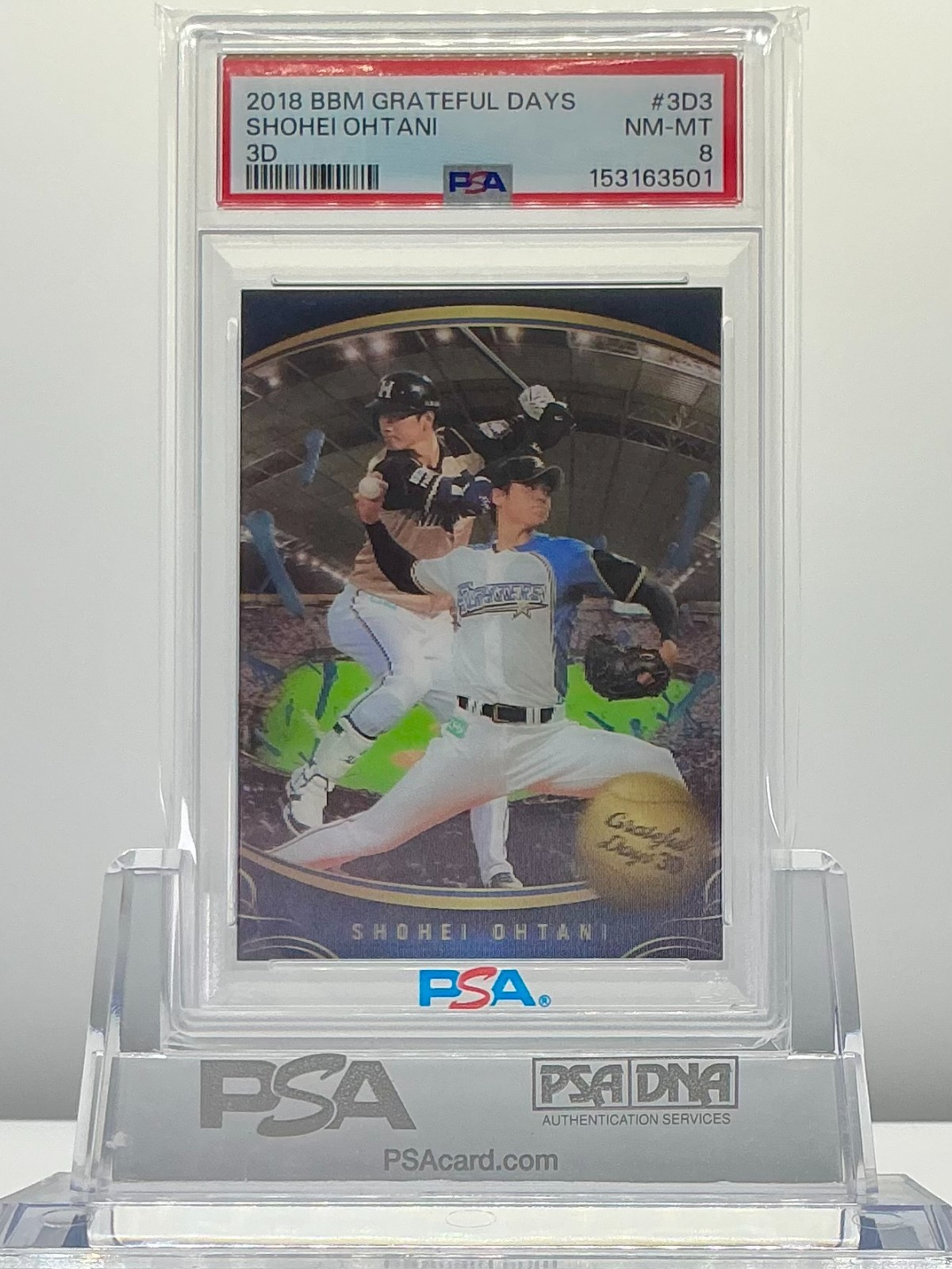 SHOHEI OHTANI 2018BBM GRATEFUL DAYS THE TWO-SWORD PLAYER 3D #3D3 PSA8!POP10!(RC)