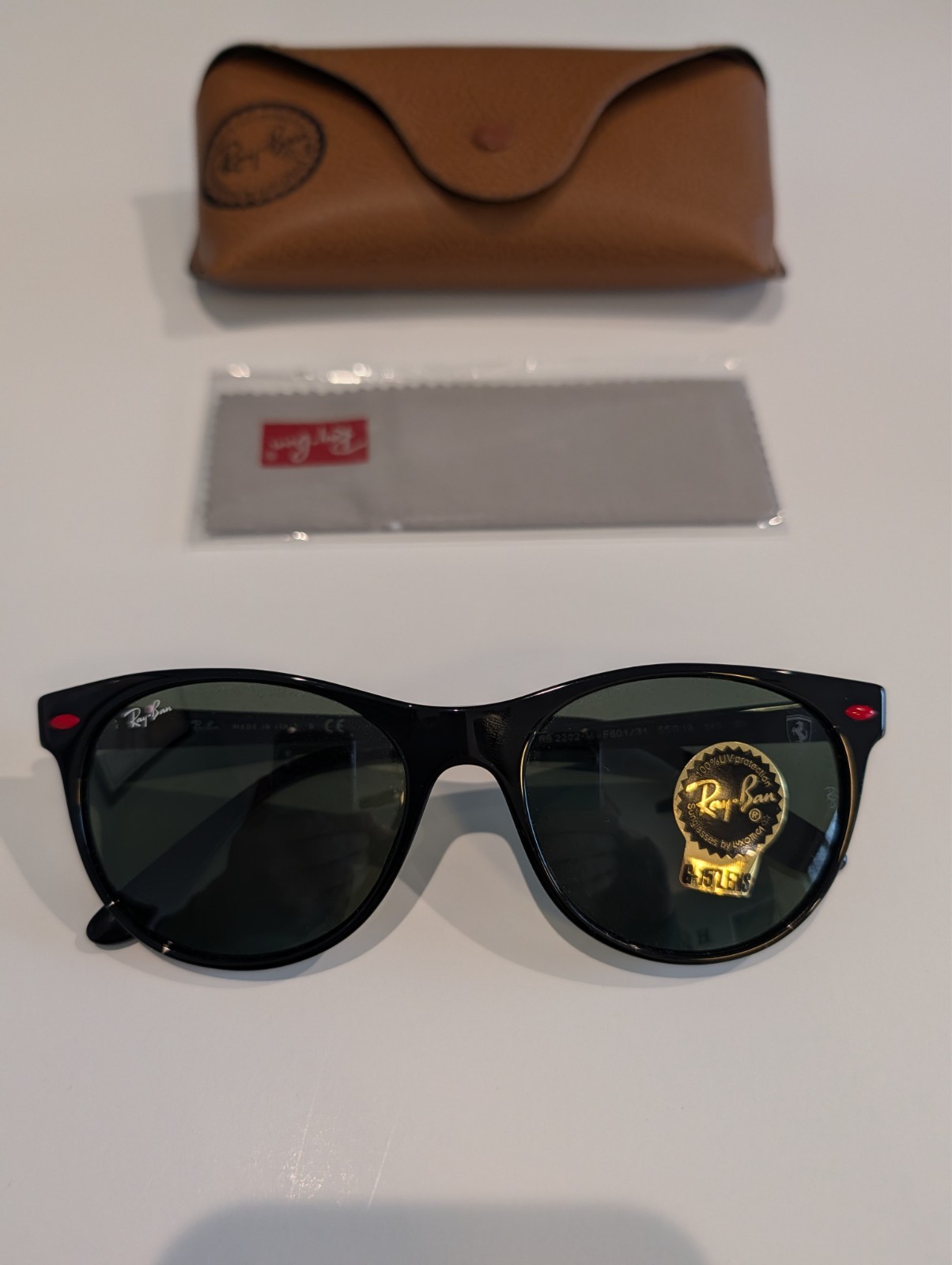 New Ray-Ban RB2202-M Ferrari Scuderia F601/31 Black sunglasses G15 lenses