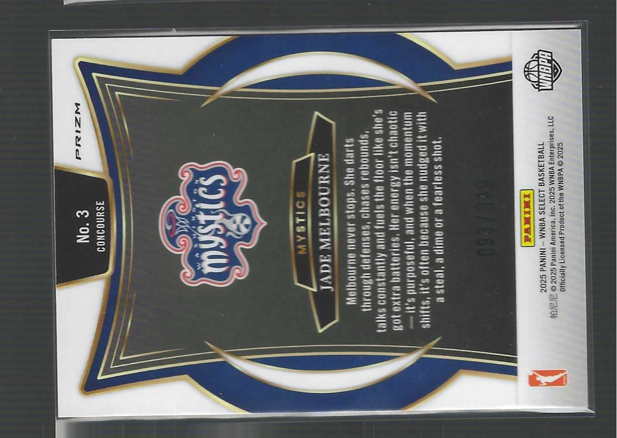 JADE MELBOURNE /349 2025 Panini Select WNBA Red Flash Concourse #3 Mystics