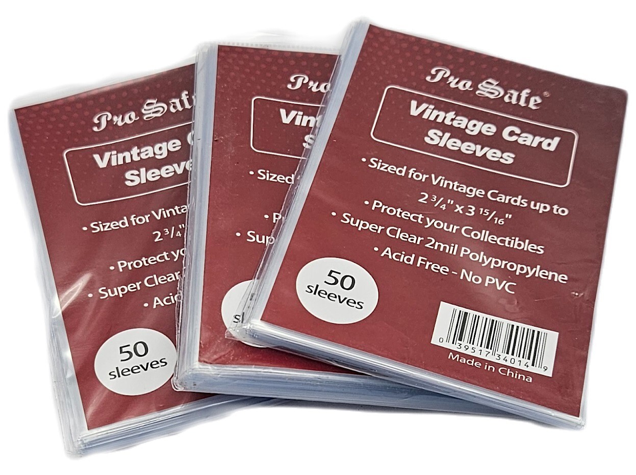 (150-Count) Pro-Safe Vintage Card Sleeves – For 1956 and Older Acid Free No PVC