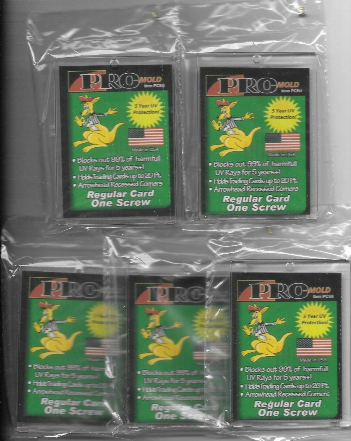 5 PRO-MOLD ONE SCREW SCREWDOWN REGULAR CARD HOLDERS 1 SCREW 20pt ARCHIVAL SAFE