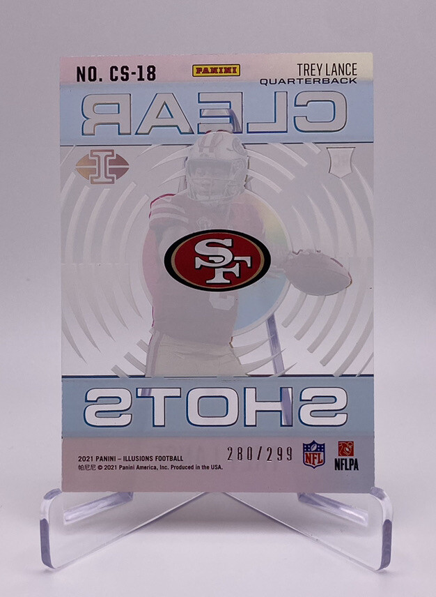 2021 Panini Illusions Clear Shots Light Blue 280/299 Trey Lance #CS-18 Rookie RC