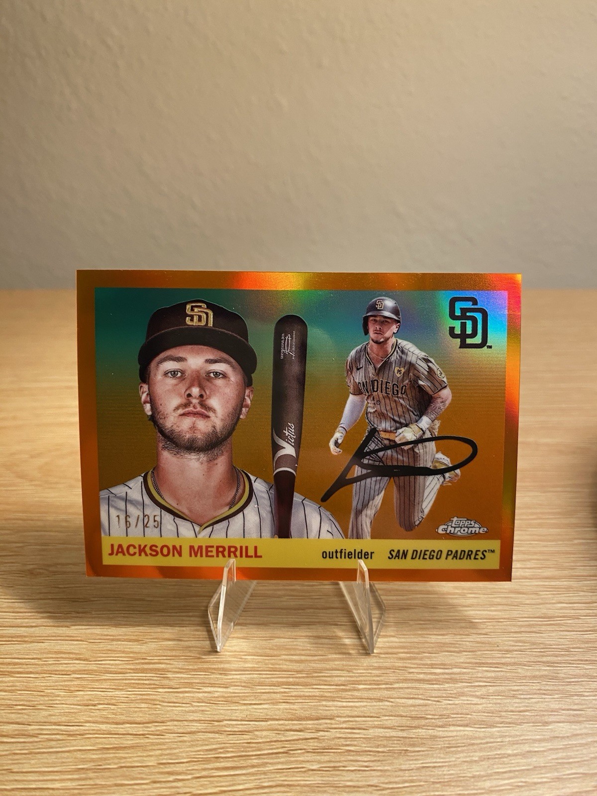 Jackson Merrill 2025 Topps Chrome Platinum #123 – Orange Refractor /25 – Padres
