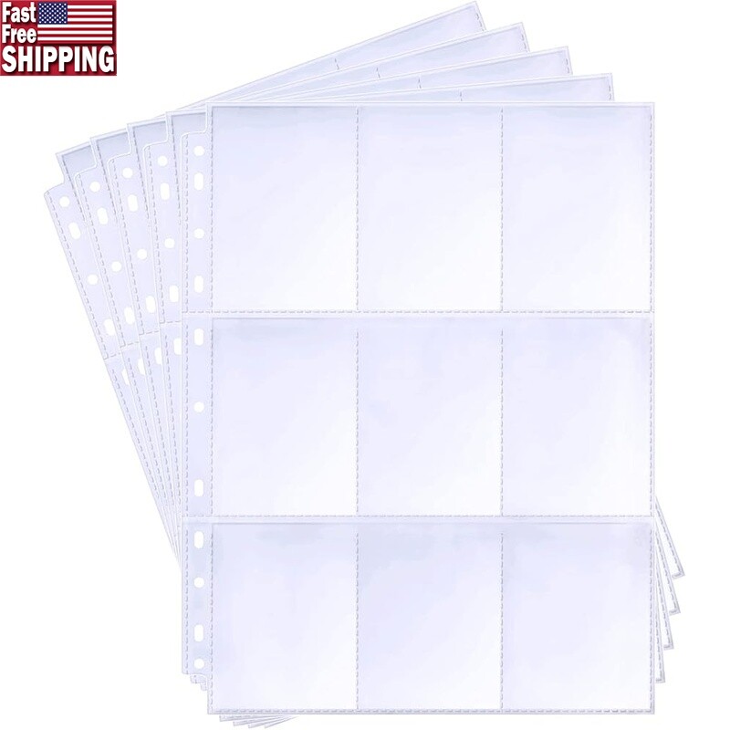 360 Pockets Binder Sleeves Double Sided Trading Card Pages Protector 3 Ring New