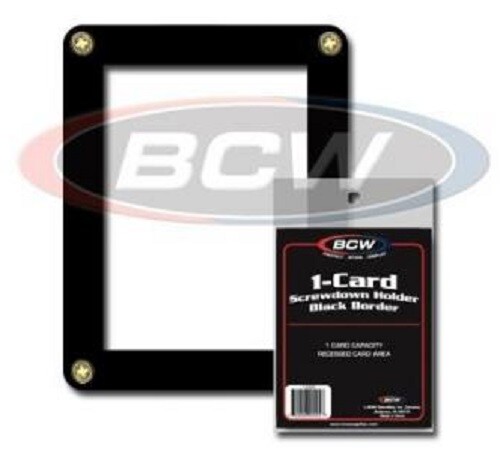 2 BCW High Quality Single Card Screwdown Clear Holders Black Border 4 1/2×3 1/2