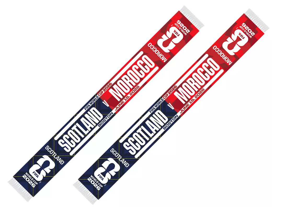 OFFICIAL 2026 FIFA WORLD CUP MATCHUP SCARF SCOTLAND VS MOROCCO AT BOSTON PRESALE