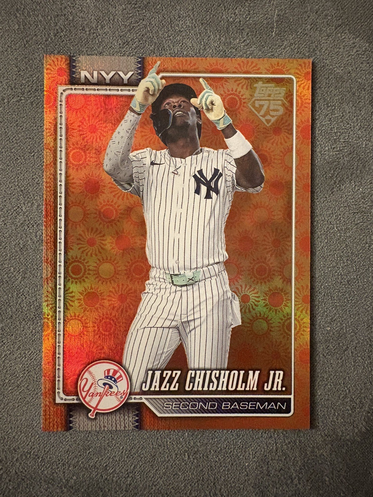 2026 Topps Series 2 – Jazz Chisholm #393 Orange Holiday Sun Foil Yankees