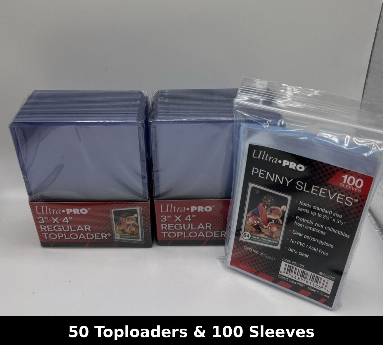Ultra Pro 35pt Toploaders 2 Packs of 25 for Standard Cards + 100 Penny Sleeves