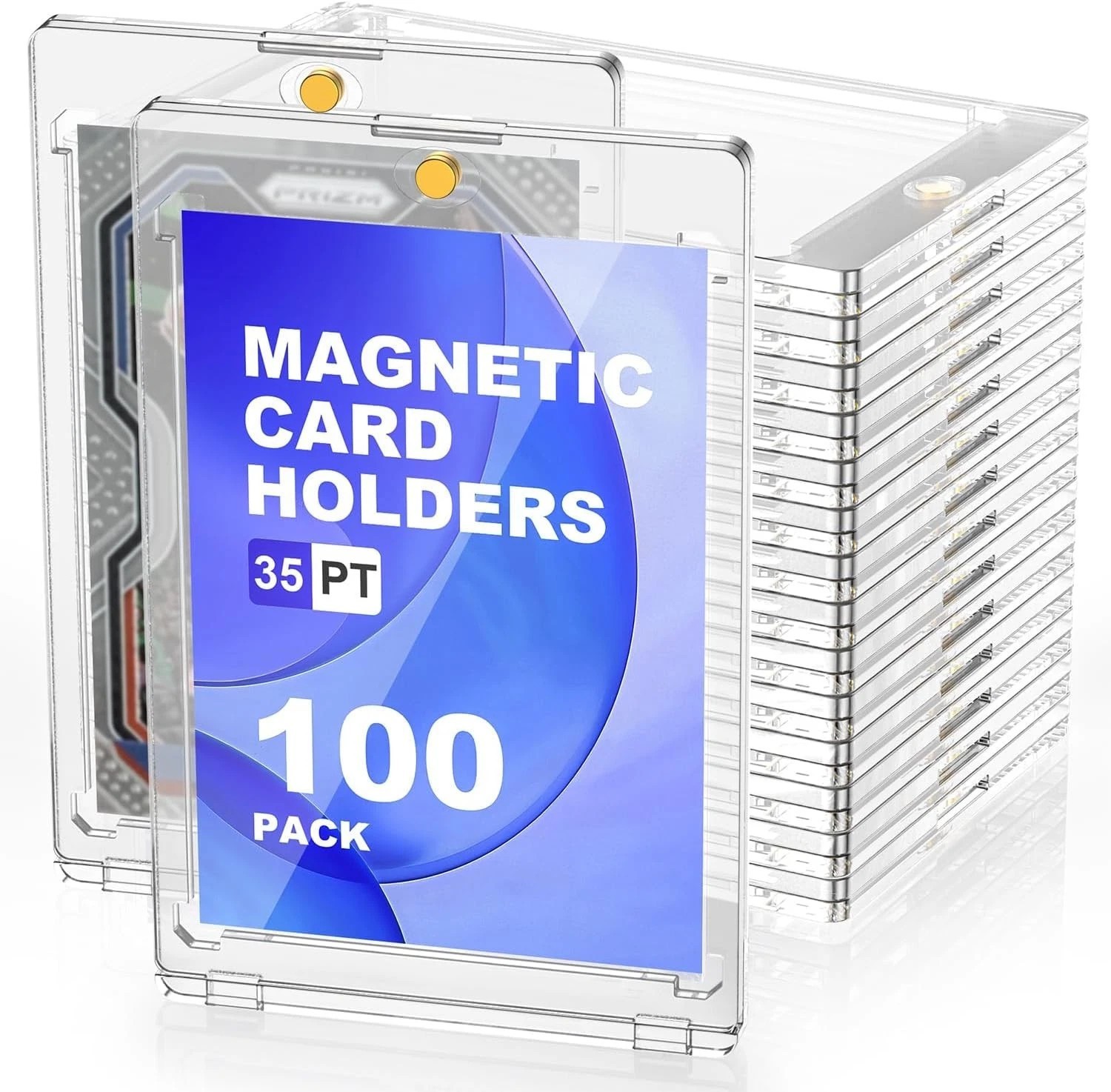 100-Pack Magnetic Card Holders Trading Sports 35pt One-Touch UV Protection Cover