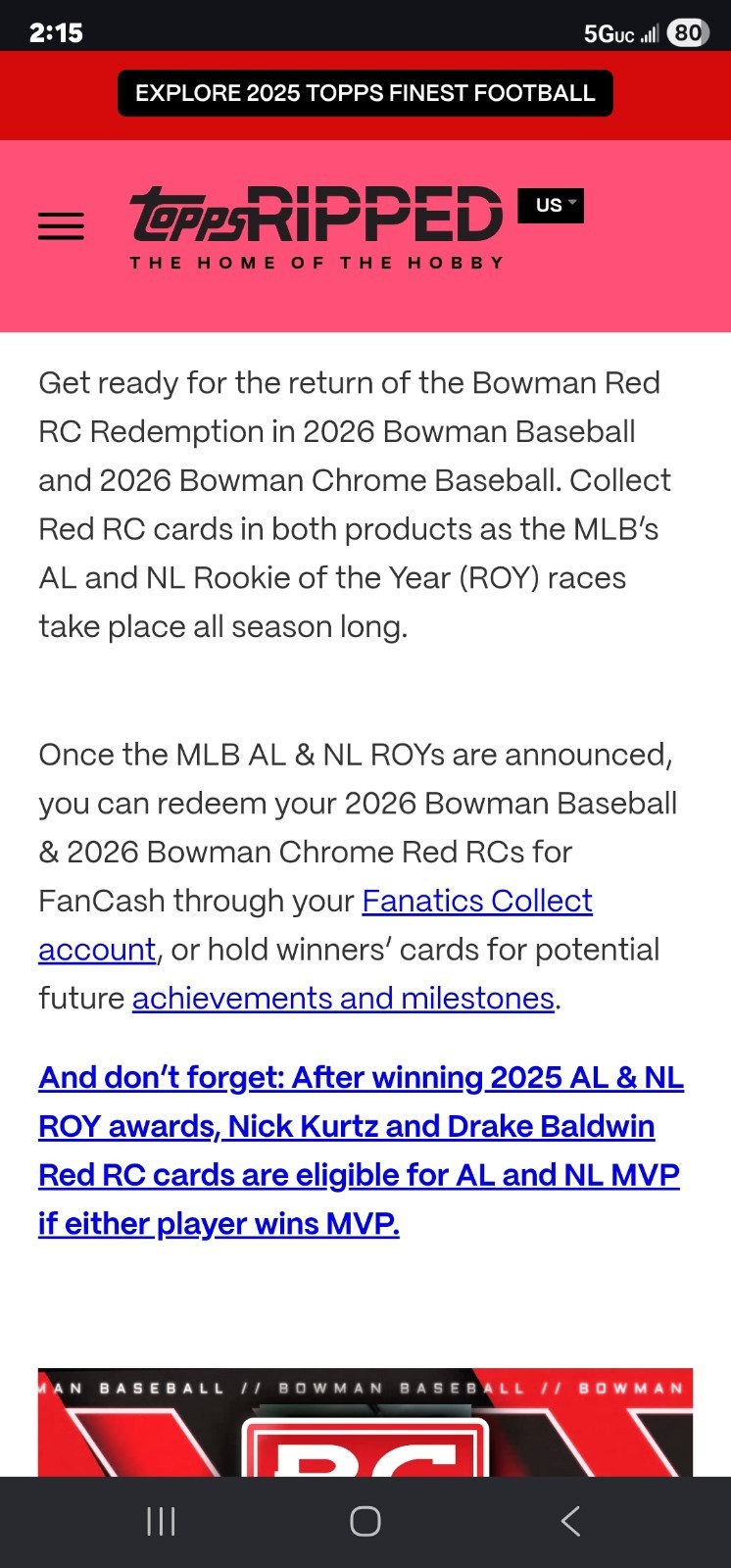 2026 Bowman Baseball Blaster Box – Look for Red RC Redemptions !!