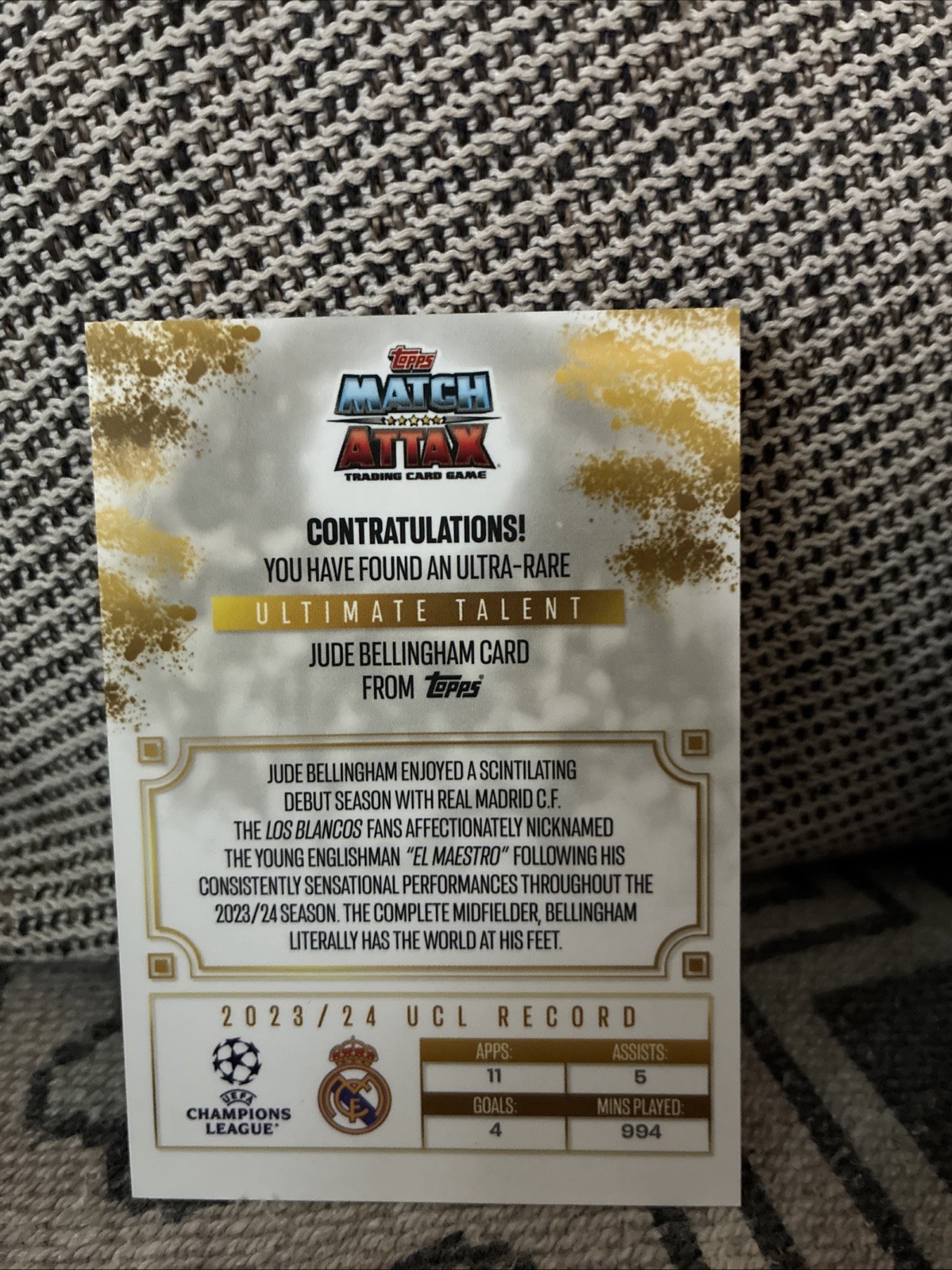 Match Attax – El Maestro de Madrid – Jude Bellingham