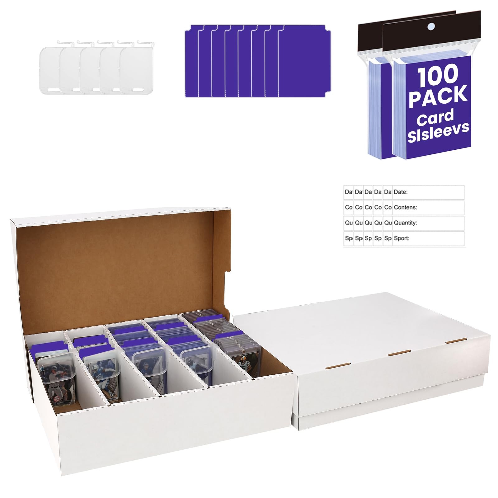2 PACK Sports Card Box 3940 Count Cardboard Trading Card Storage Box,Bulk Card S