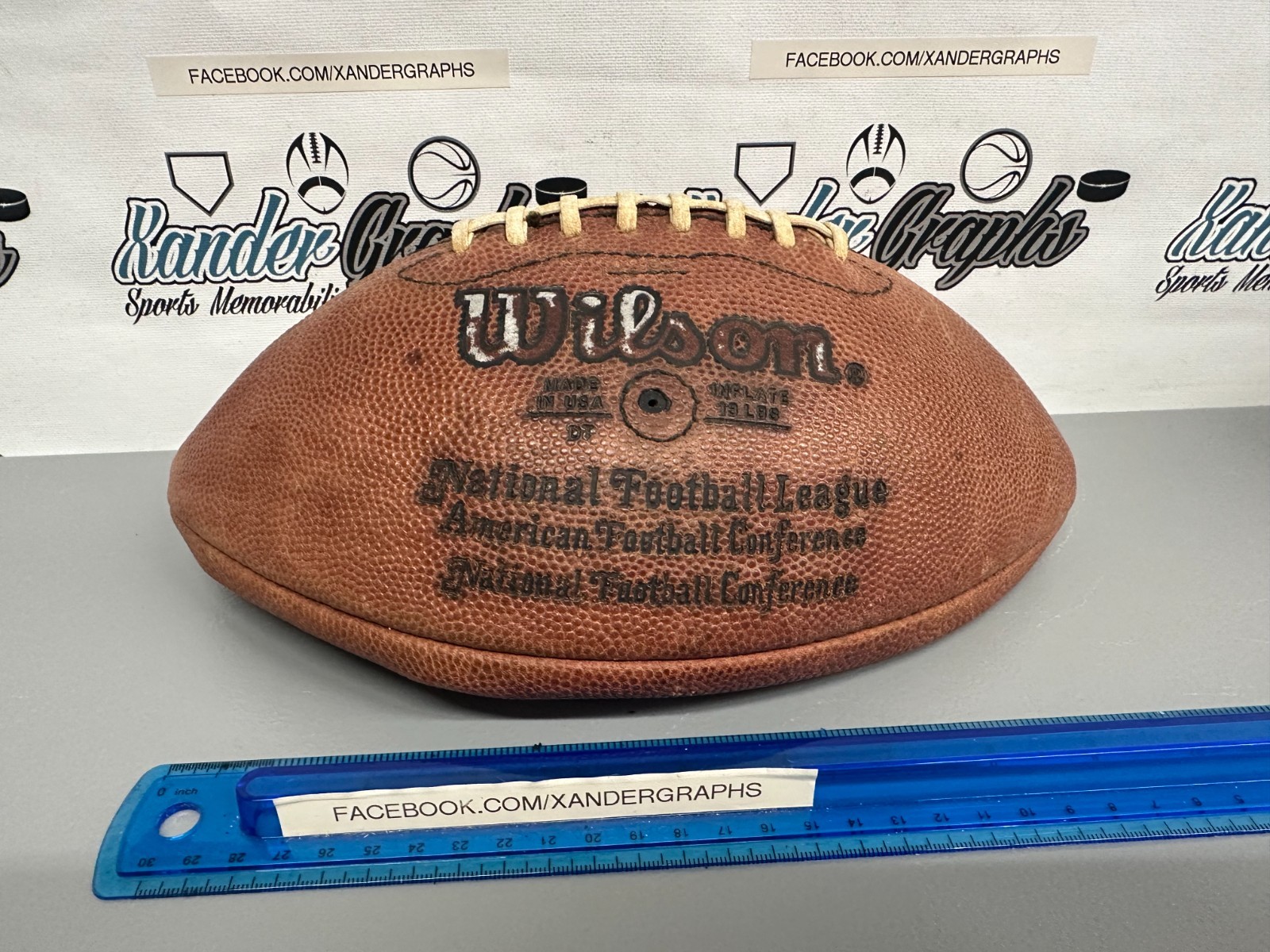 OFFICIAL WILSON NFL AFC NFC LEATHER GAME FOOTBALL BALL WITH 4 UNKNOWN AUTOGRAPHS