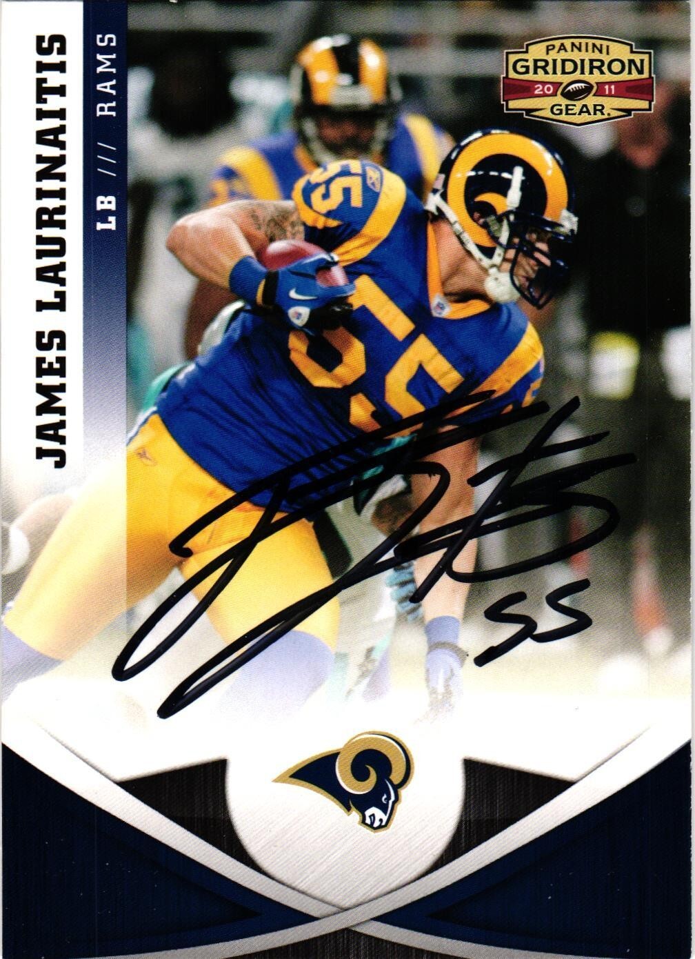 #130 James Laurinaitis Signed 2011 Panini Gridiron Gear NFL Football Card AUTO