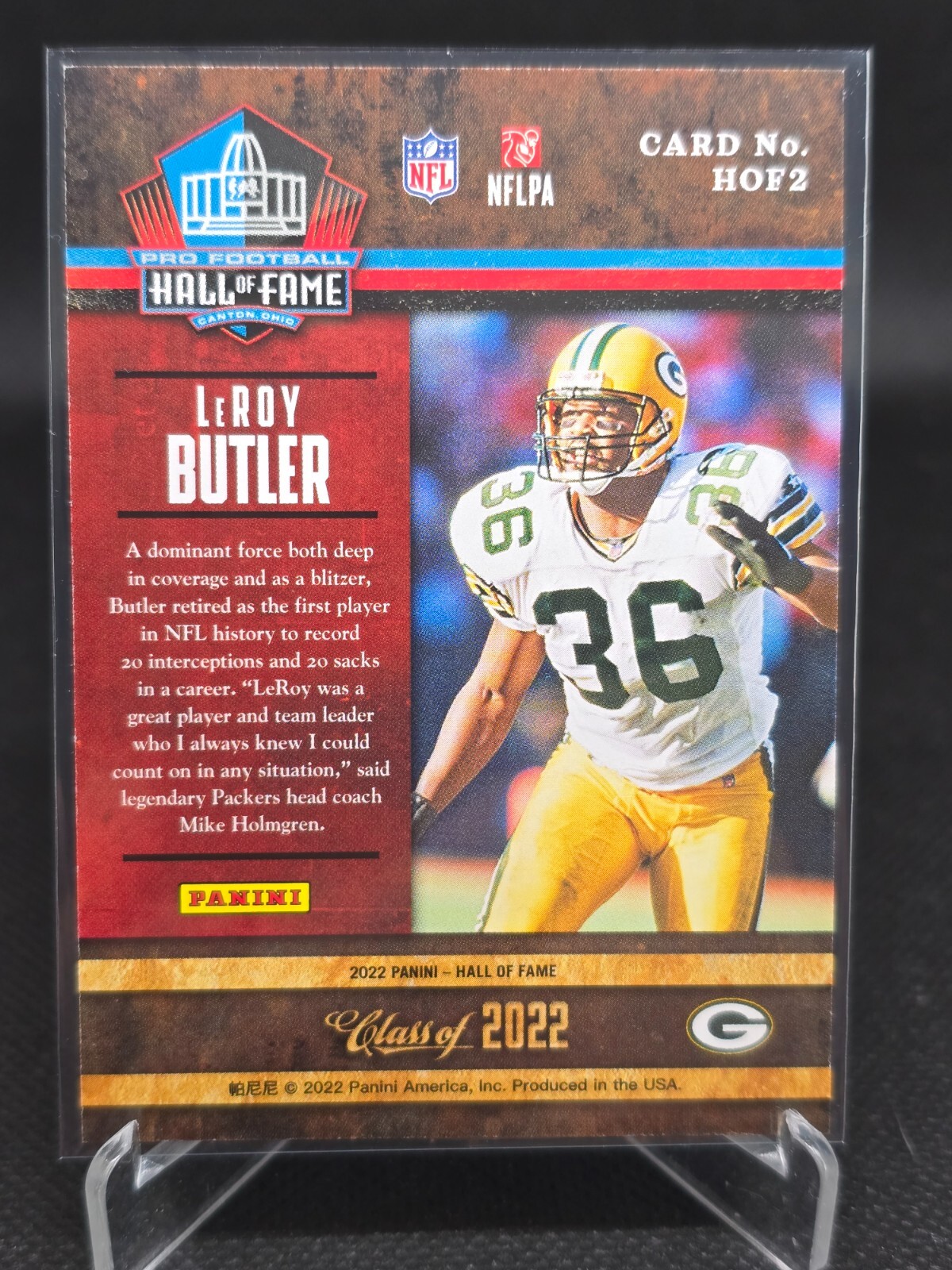 2022 Panini Hall of Fame Class of 2022 LeRoy Butler #HOF2 HOF Green Bay Packers