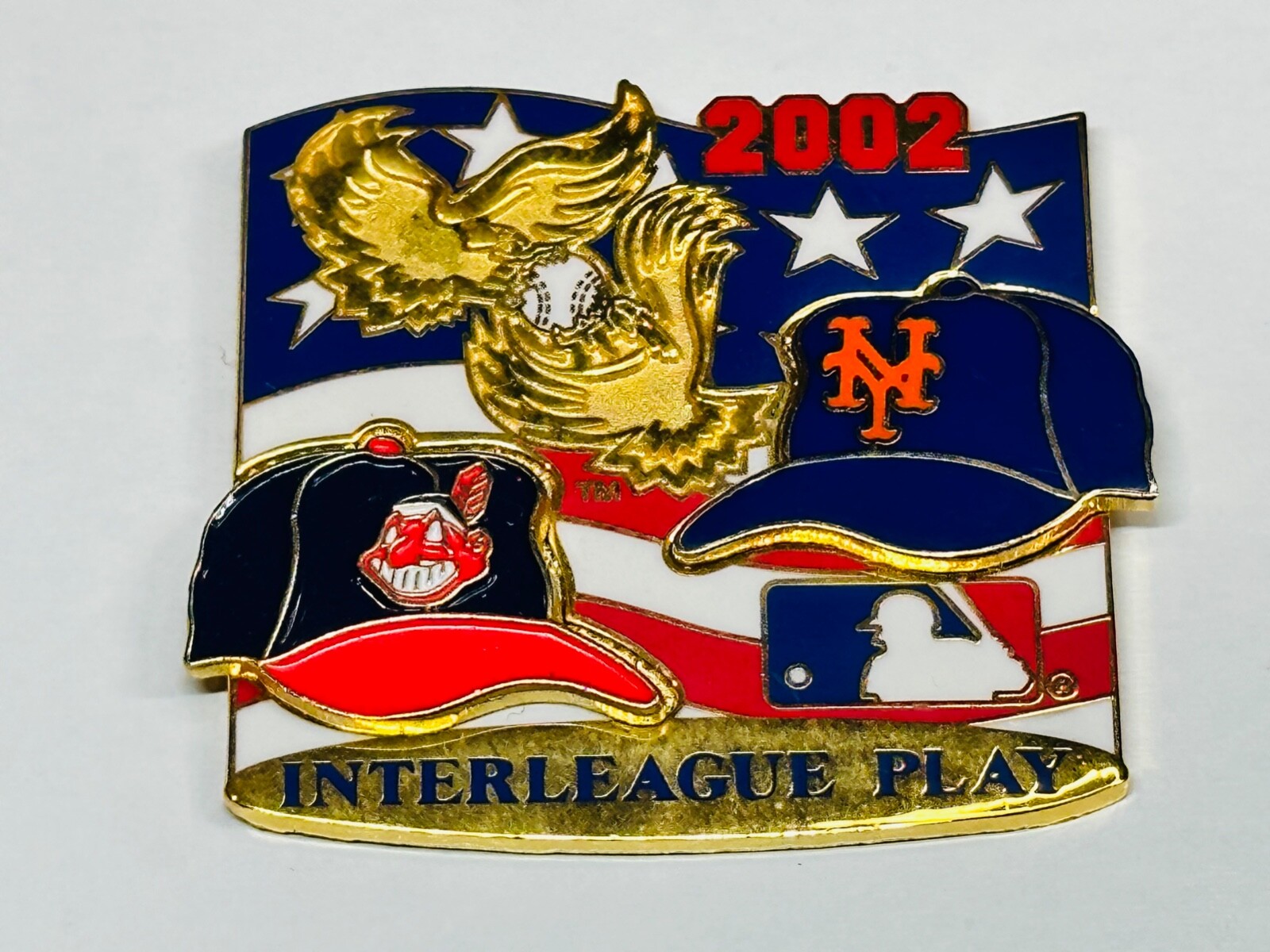 Cleveland Indians vs New York Mets Interleague Game Day Pin 6/7/02 6/8/02 6/9/02