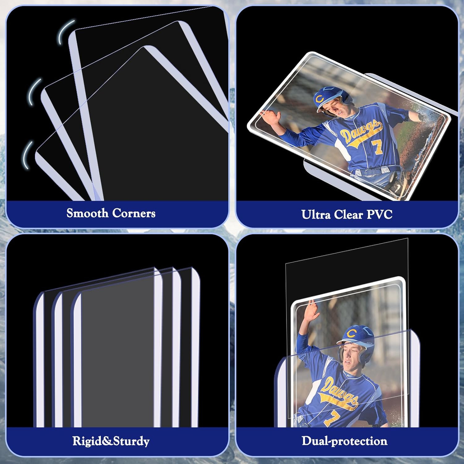 1000 PCS Hard Plastic Toploaders for Trading Cards, Fits Standard Size Cards