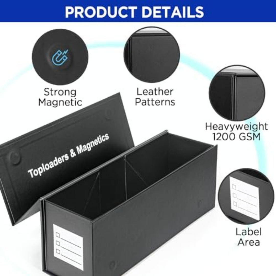 Top Loaders Storage Box for Trading Cards, Vertical Magnetic Closure Sports Card