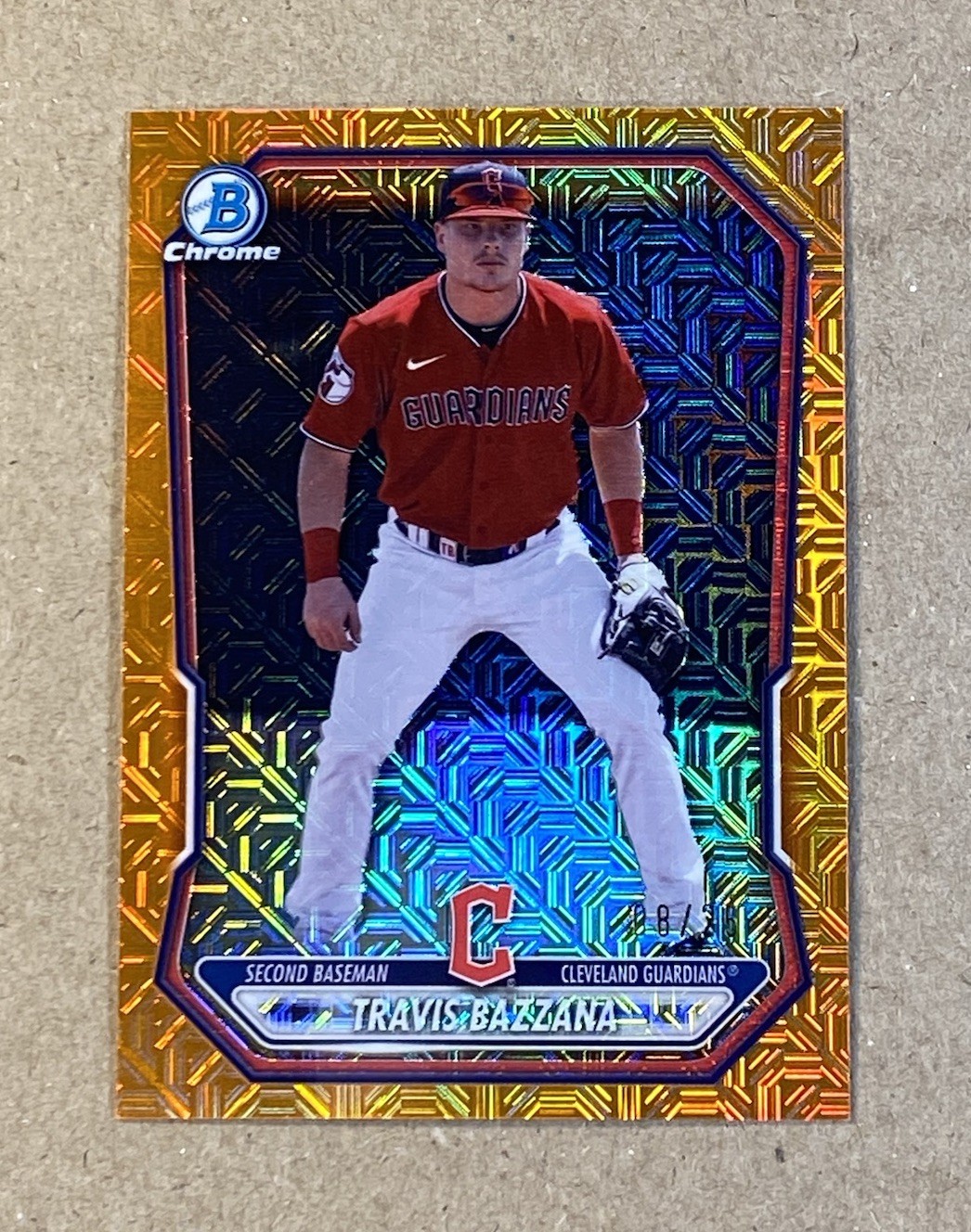 Travis Bazzana 2026 Bowman Chrome Prospect Orange Mojo Refractor /25 Guardians